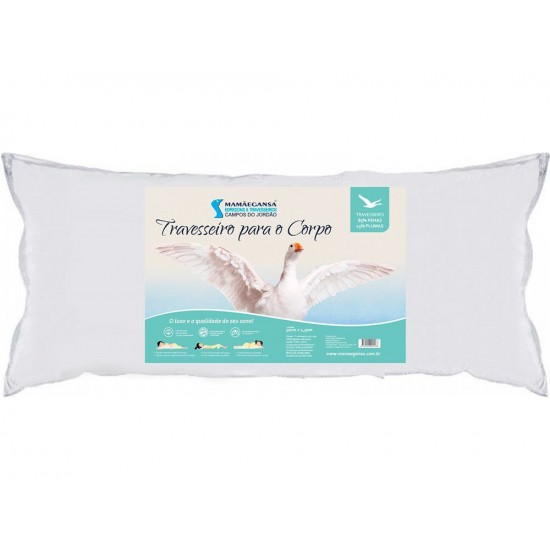 Travesseiro para o Corpo Body Pillow 95% Penas de Ganso e 05% Plumas  de Ganso 150 x 50 MamâeGansa